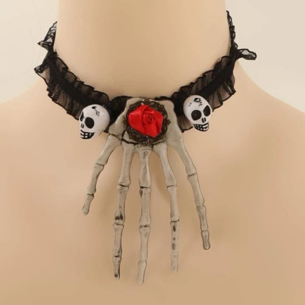 Nib skeleton hand necklace Halloween dress up costume